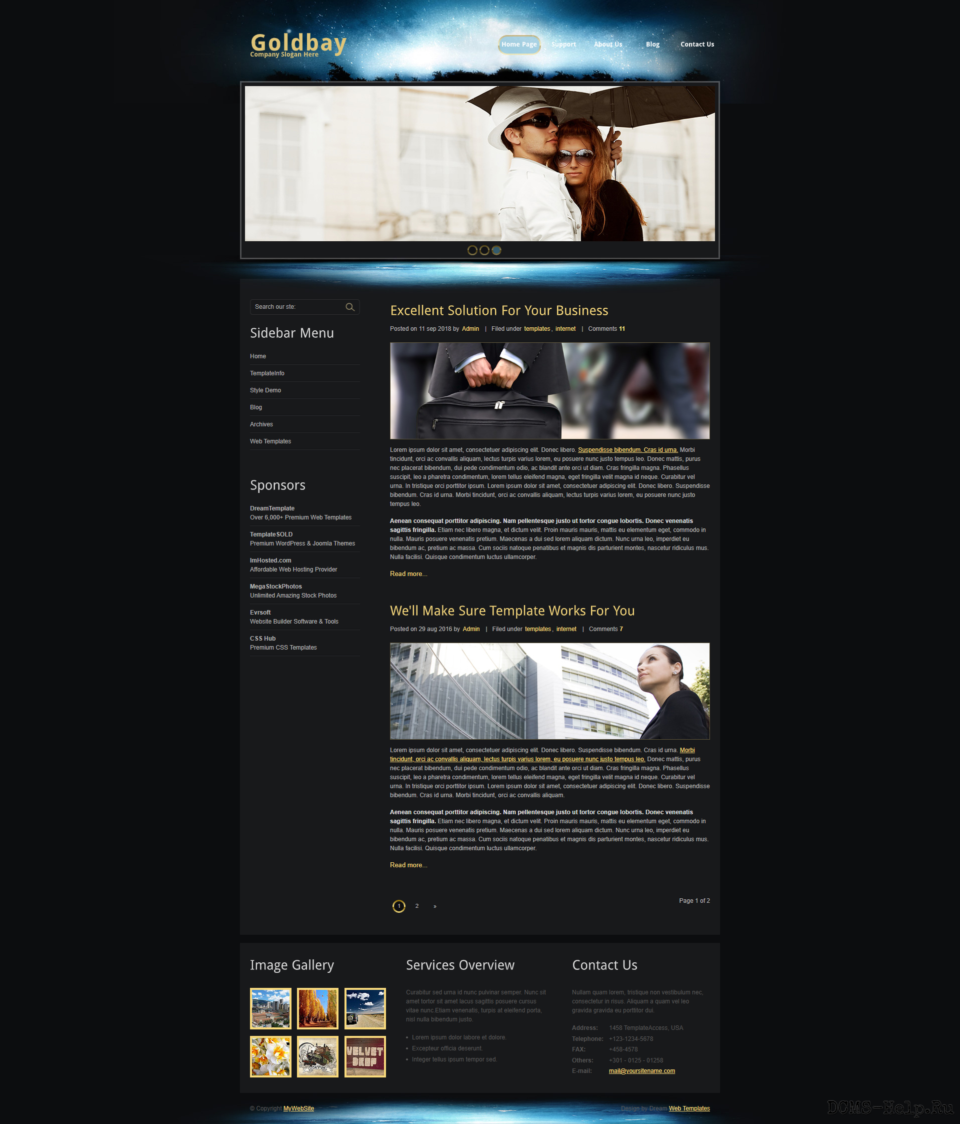 Рубрика шаблоны прошлых лет :)

Простой, старый шаблон в темных тонах.
Есть 5 страниц, все страницы в html