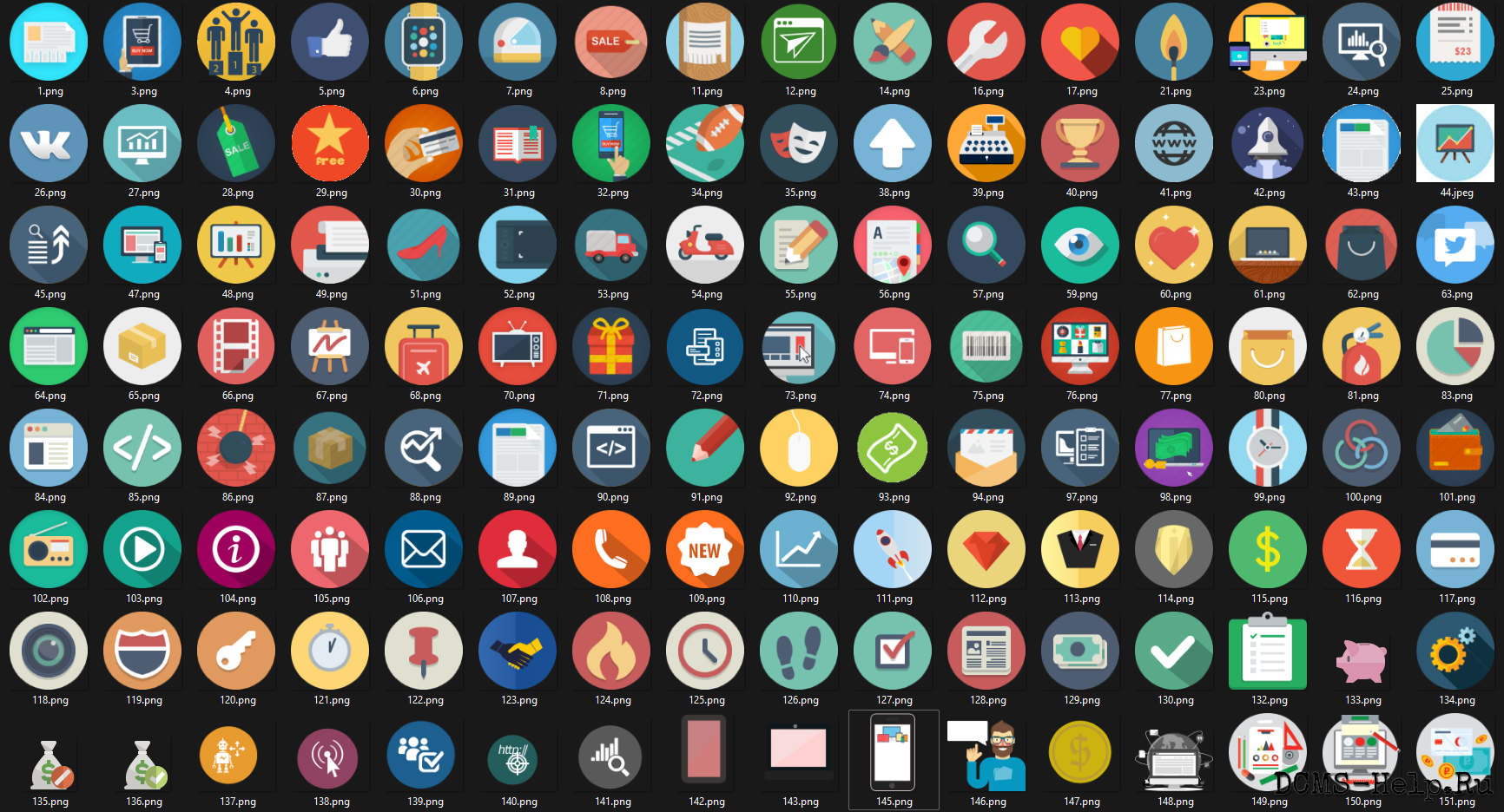 В наборе 130 иконок в стиле FLAT